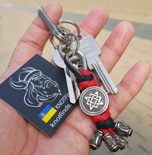 Handcrafted Stainless Steel Svarog’s Square Keychain – A Unique Slavic/Heritage Gift