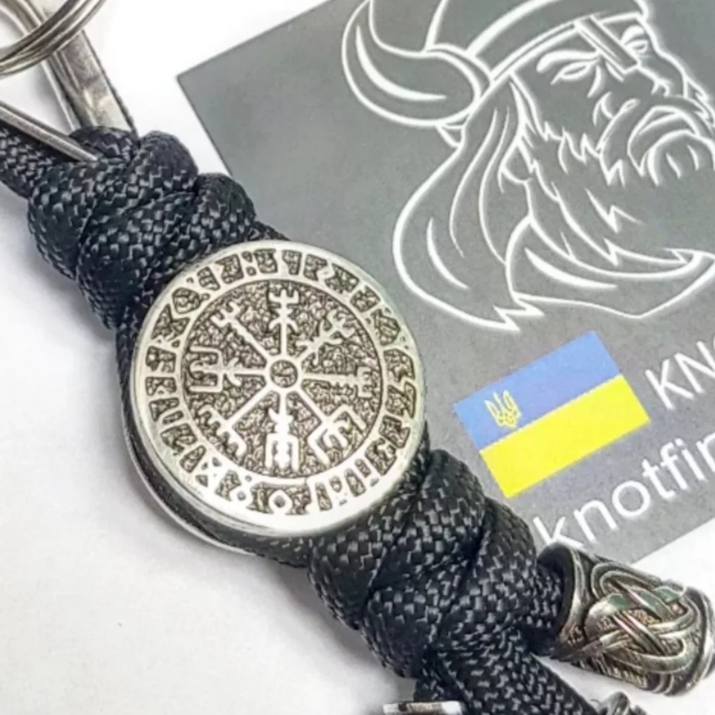 Black Handcrafted Stainless Steel Vegvisir Viking Compass Keychain – A Unique Nordic/Heritage Gift