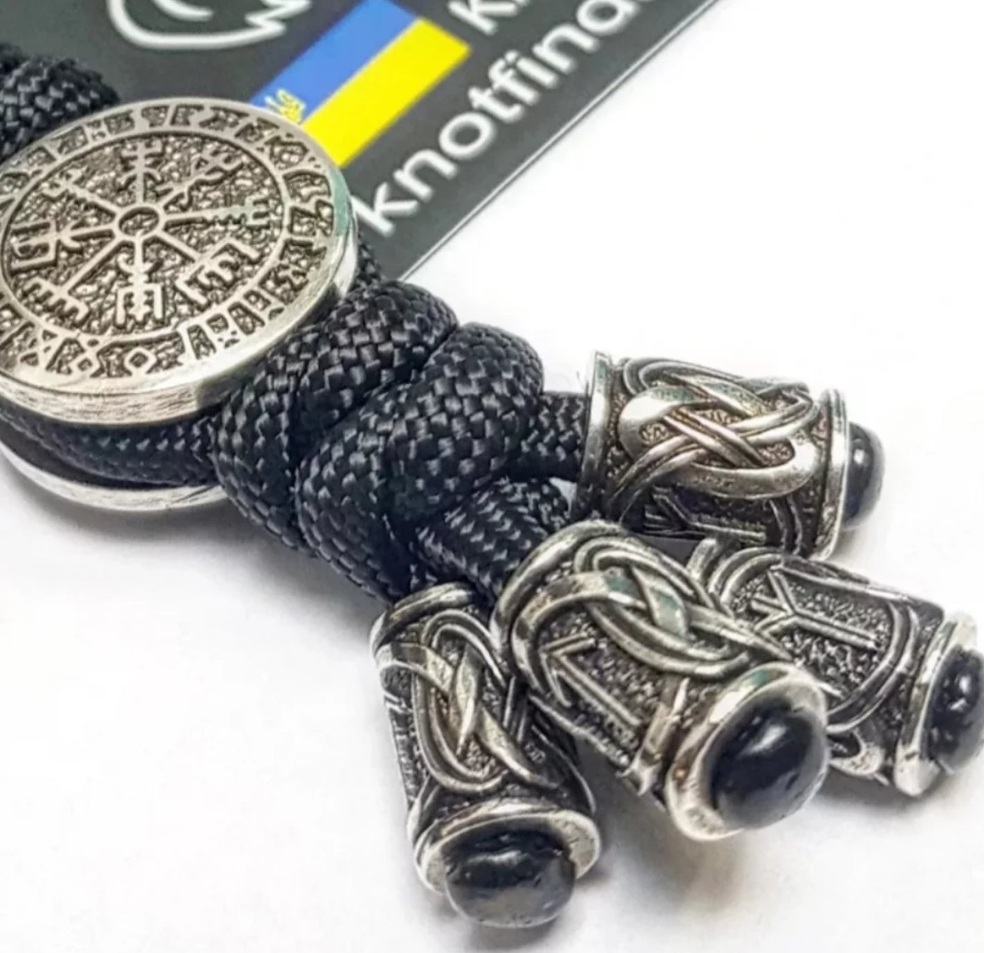 Black Handcrafted Stainless Steel Vegvisir Viking Compass Keychain – A Unique Nordic/Heritage Gift