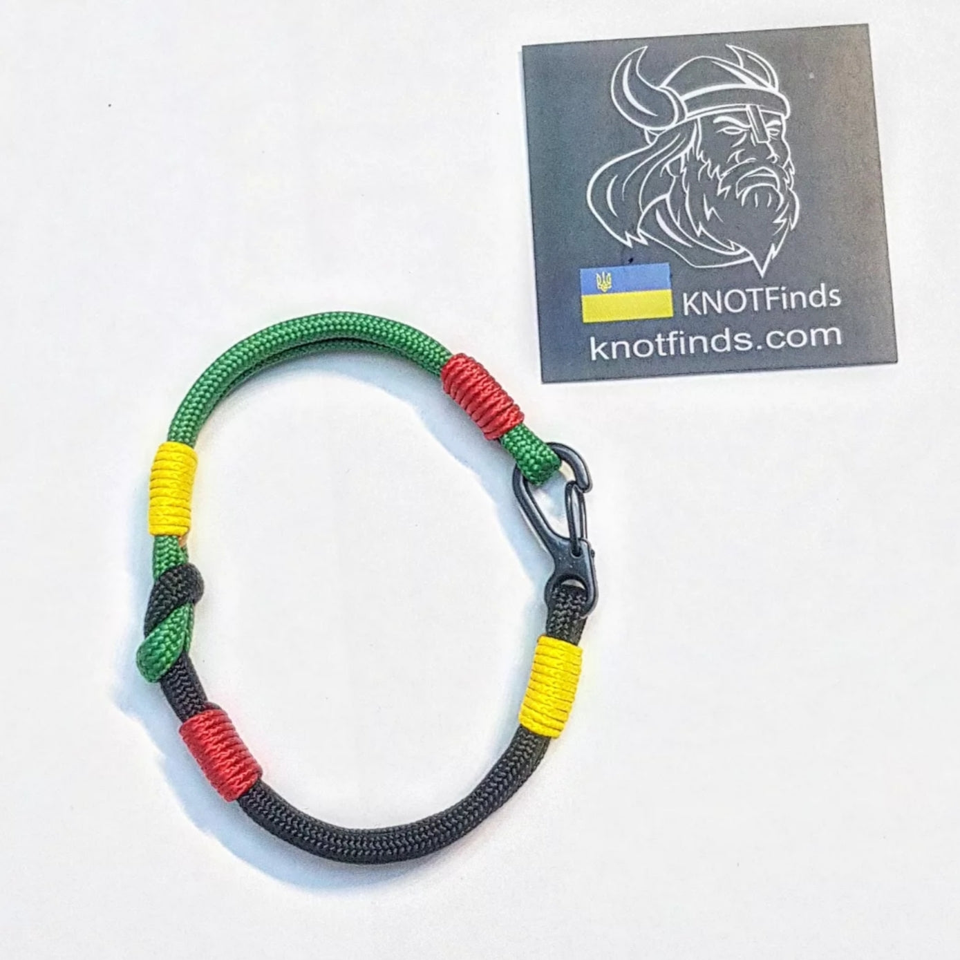 🇯🇲 Thin Reggae Bracelet – Rastafarian Paracord Bracelet with Carabiner | Jamaican Flag Colors | Unisex Handmade Jewelry | Waterproof & Durable