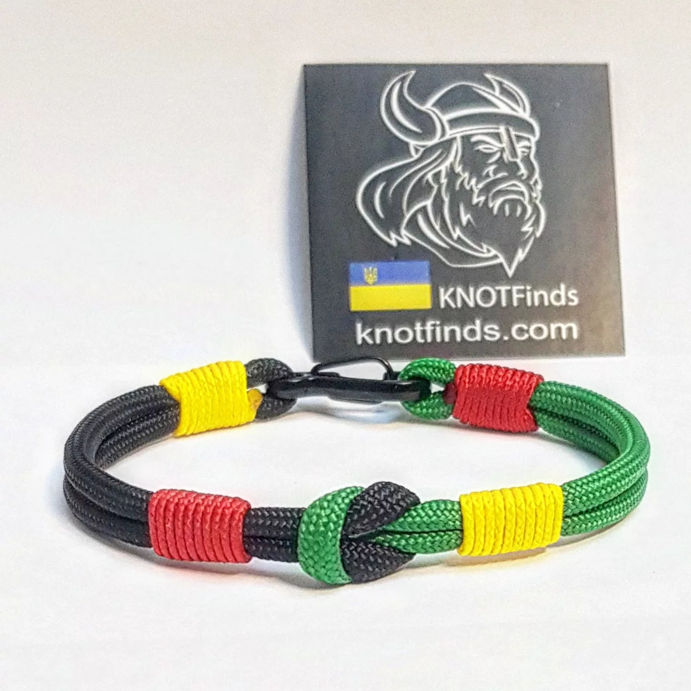 🇯🇲 Thin Reggae Bracelet – Rastafarian Paracord Bracelet with Carabiner | Jamaican Flag Colors | Unisex Handmade Jewelry | Waterproof & Durable