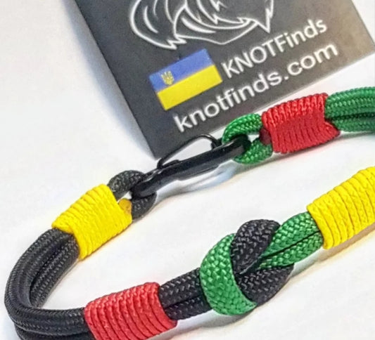 🇯🇲 Thin Reggae Bracelet – Rastafarian Paracord Bracelet with Carabiner | Jamaican Flag Colors | Unisex Handmade Jewelry | Waterproof & Durable