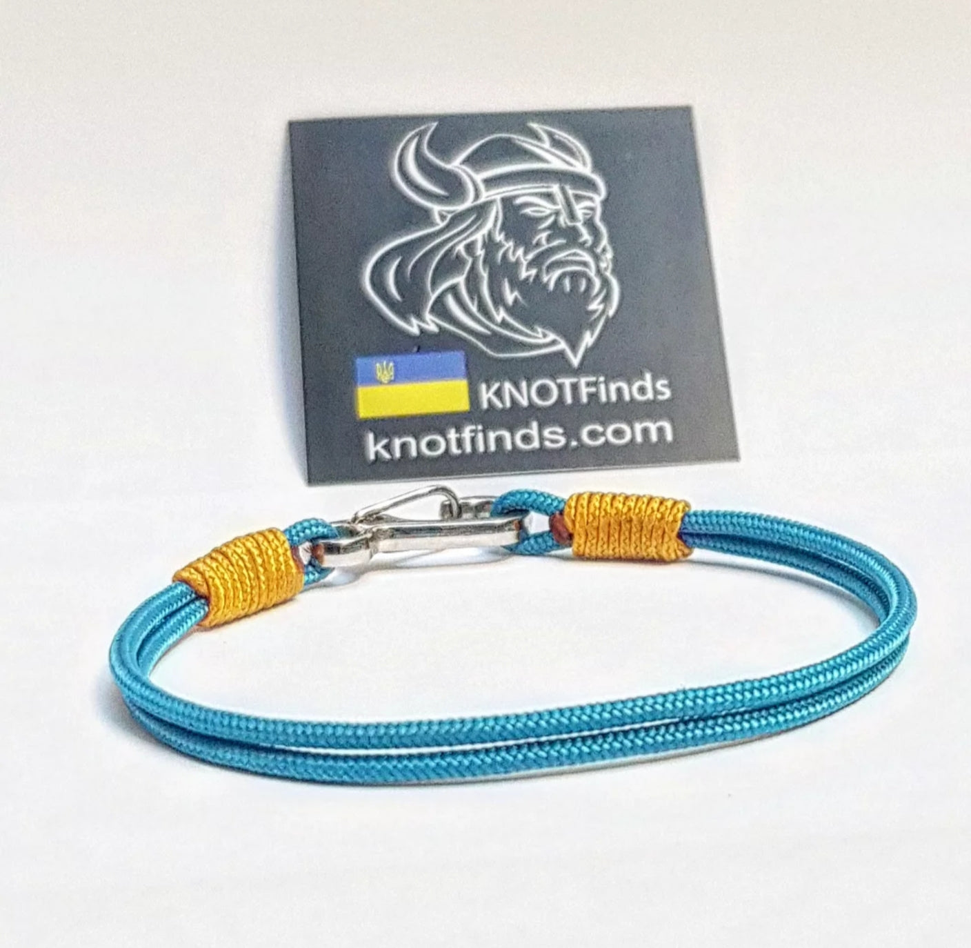 Skyline Paracord Bracelet – Sky Blue & Gold Minimalist Nautical Bracelet, Unisex Waterproof Microcord Accessory, Handmade Gift for Men Women