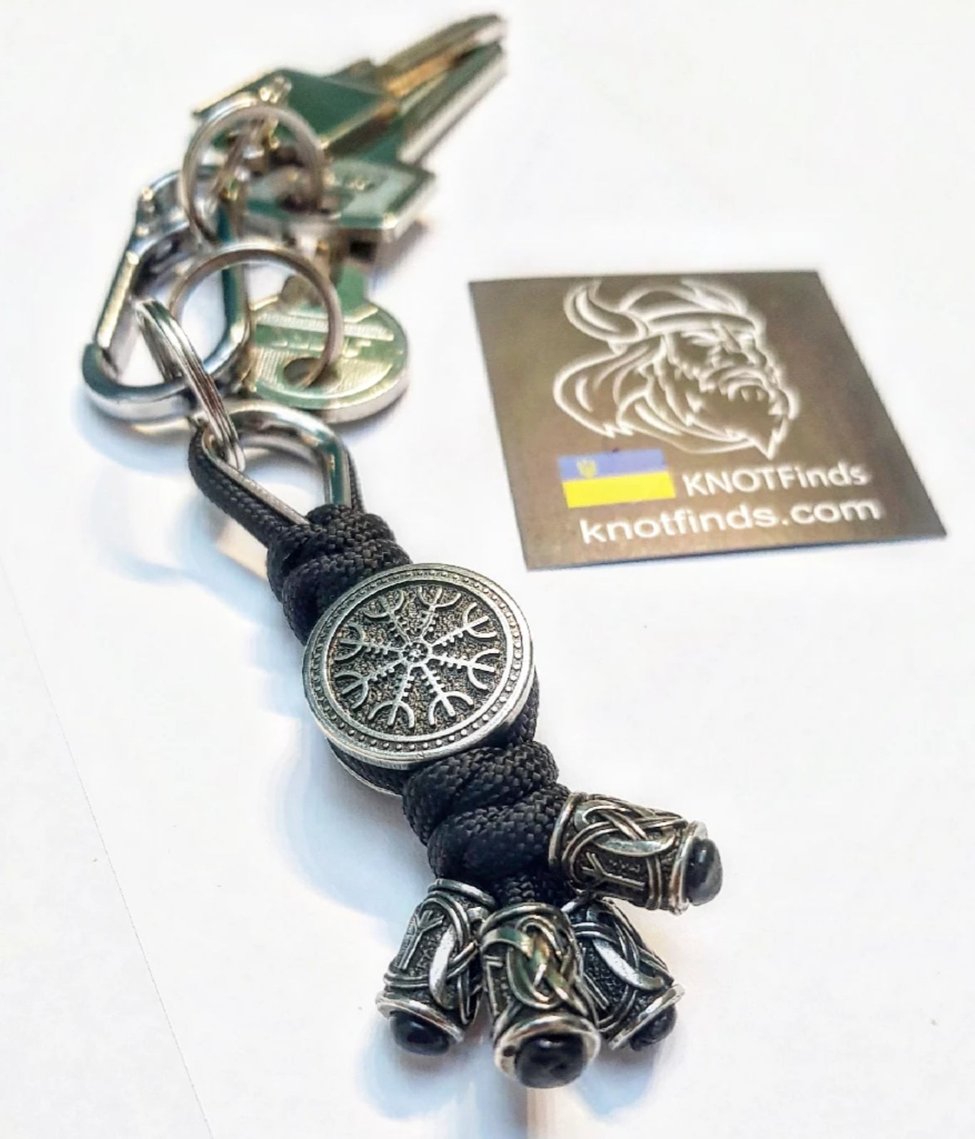 Handmade Stainless Steel Helm of Awe Keychain – Viking Protection Amulet, Norse Mythology Talisman, Unique Gift for Men and Women
