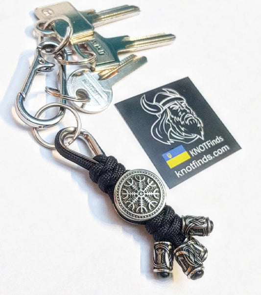 Handmade Stainless Steel Helm of Awe Keychain – Viking Protection Amulet, Norse Mythology Talisman, Unique Gift for Men and Women