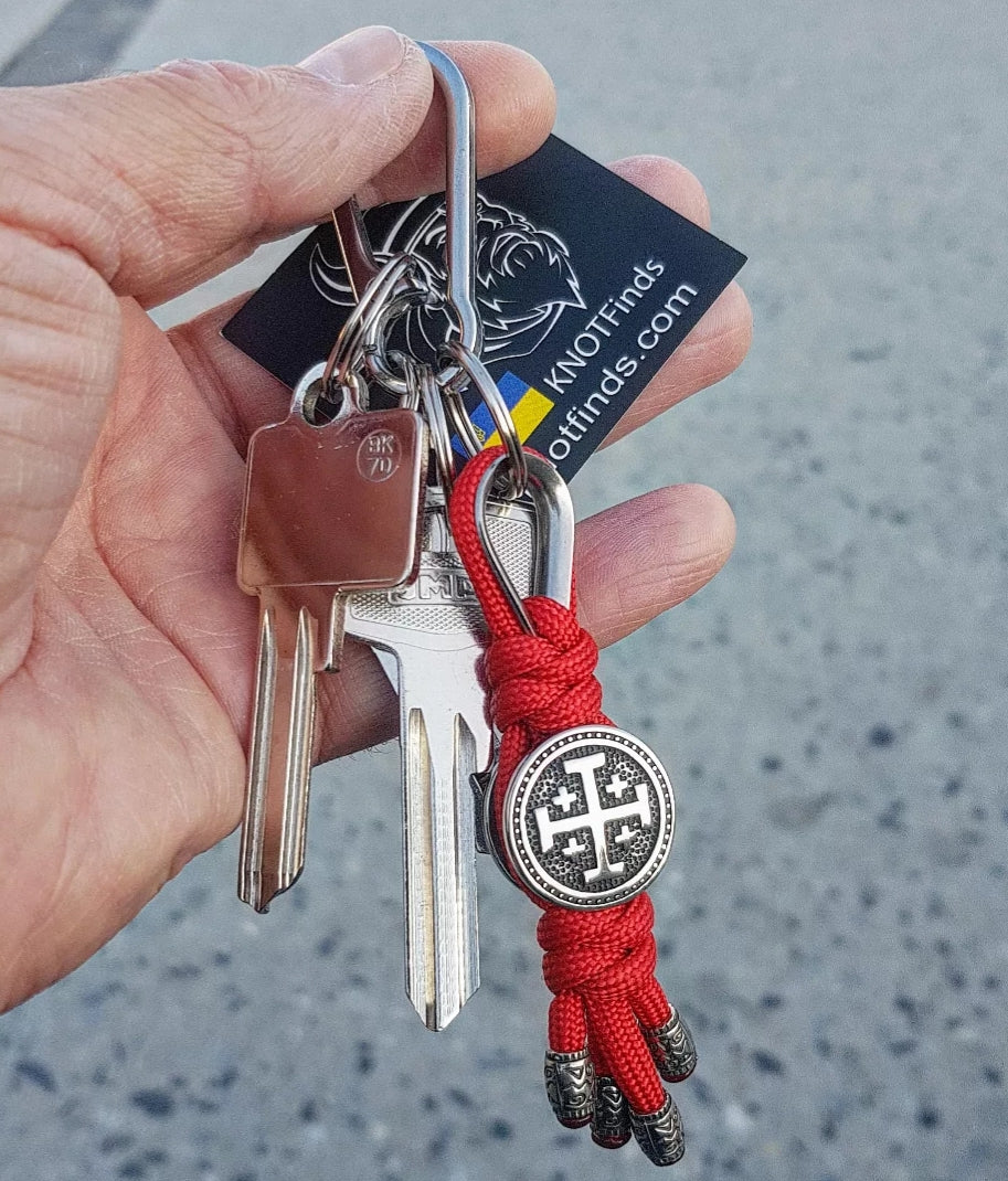 Handcrafted Stainless Steel Pilgrim’s Cross Keychain – Symbol of Path, Protection & Inner Vow