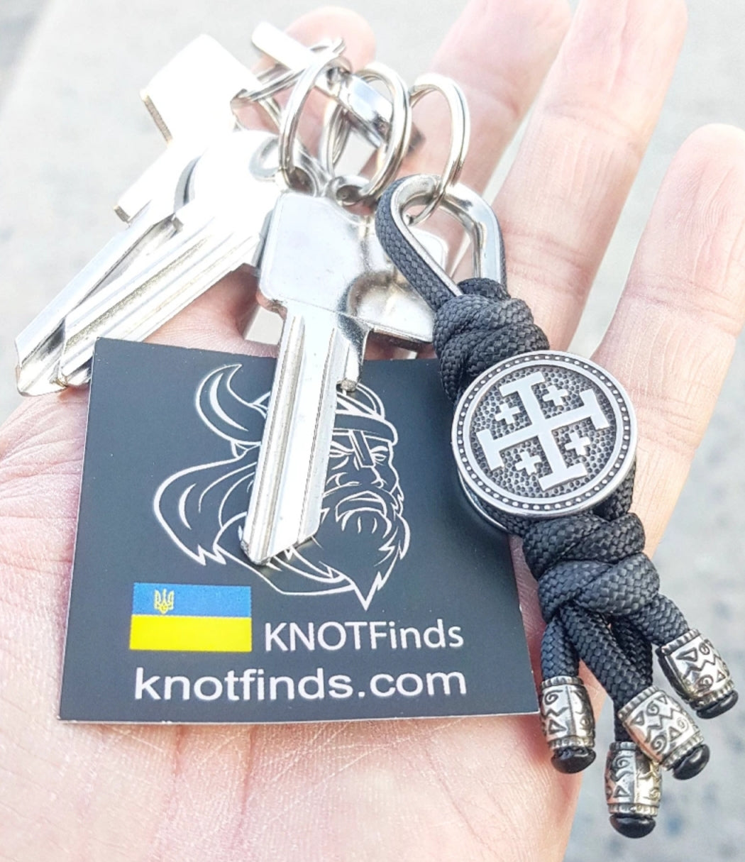 Handcrafted Stainless Steel Pilgrim’s Cross Keychain — A Personal Relic of Path, Oath & Silent Protection