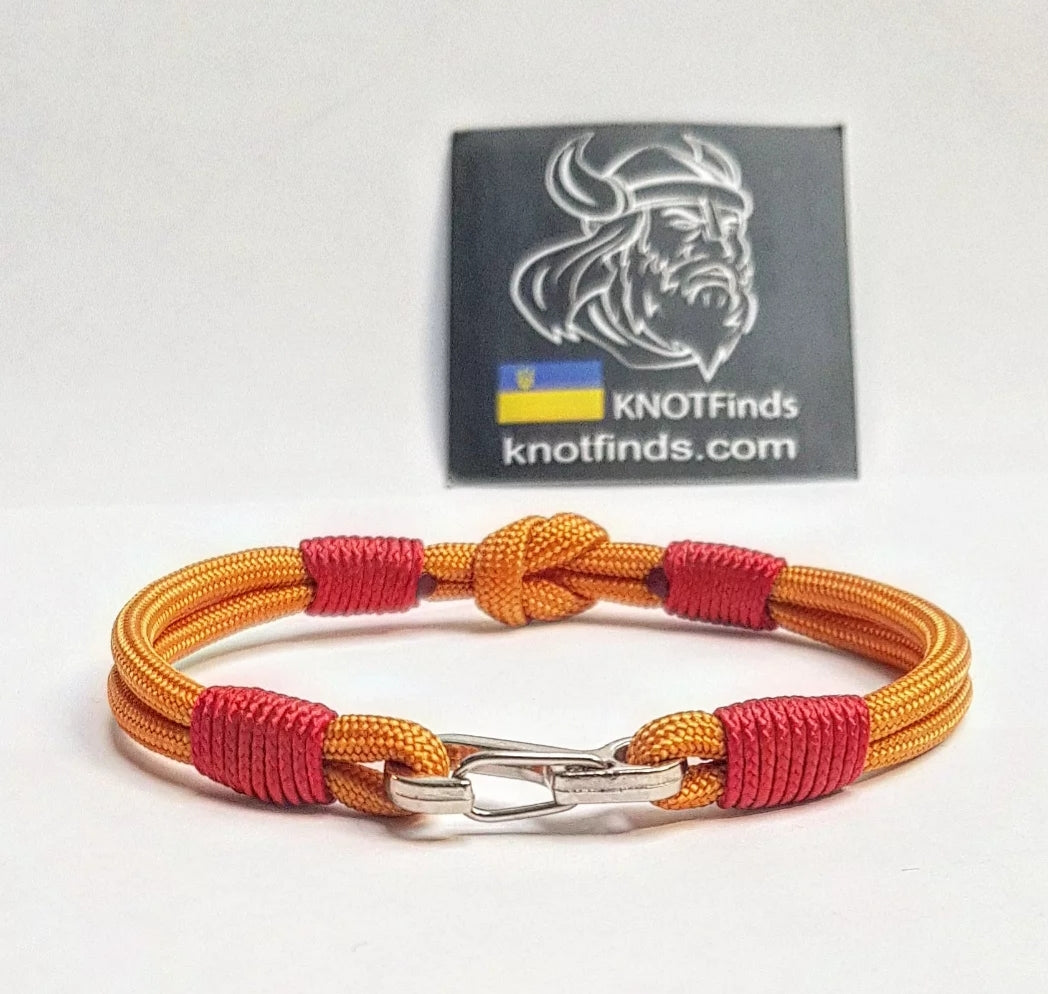 Sun Ember Knot Bracelet for Men | Gold Paracord Knot Bracelet | Symbolic Cord Jewelry | Minimal Tactical Bracelet | Gift for Him