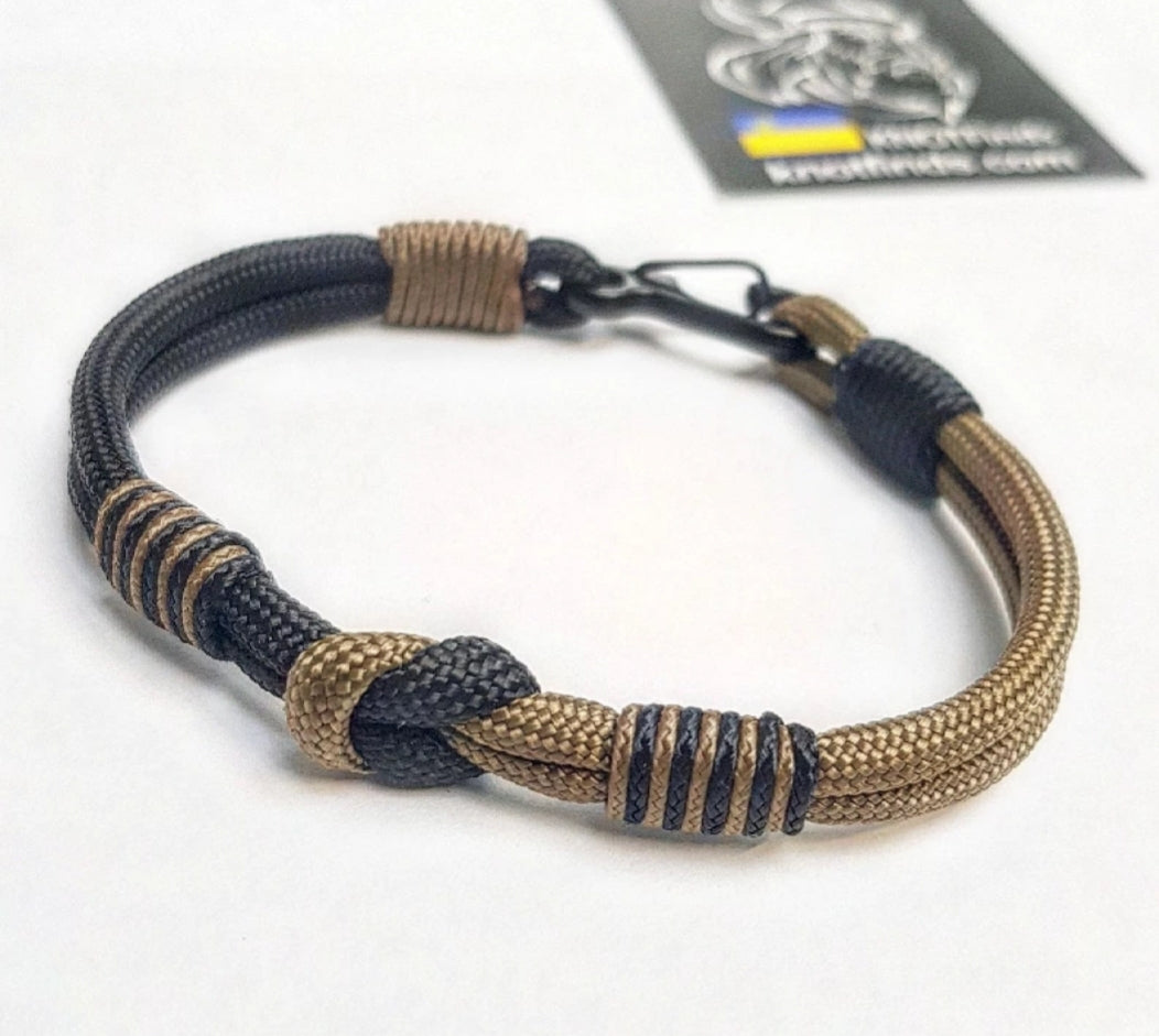 Urban Rugged Premium Paracord Bracelet – Mens Two Tone 550 Cord Bracelet, Graphite Sand Wristband, Tactical Minimalist Gift for Him