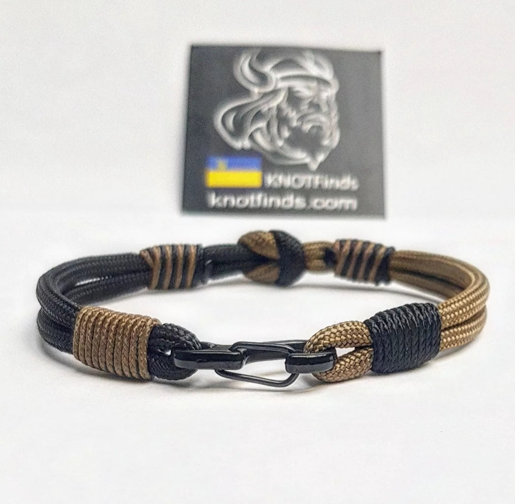 Urban Rugged Premium Paracord Bracelet – Mens Two Tone 550 Cord Bracelet, Graphite Sand Wristband, Tactical Minimalist Gift for Him