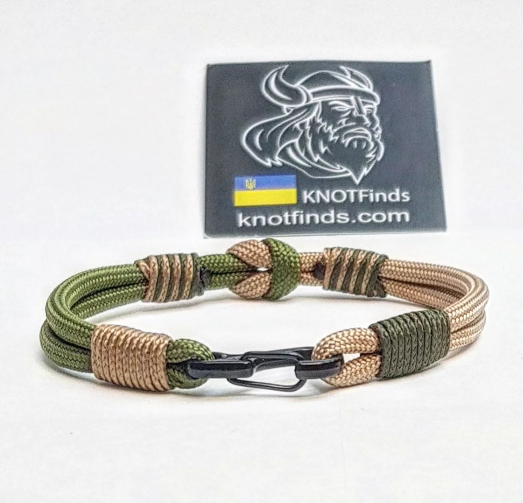 Olive Gold Paracord Bracelet – Mens 550 Cord Bracelet, Two Tone Tactical Wristband, Minimalist Military Style Bracelet, Gift for Him