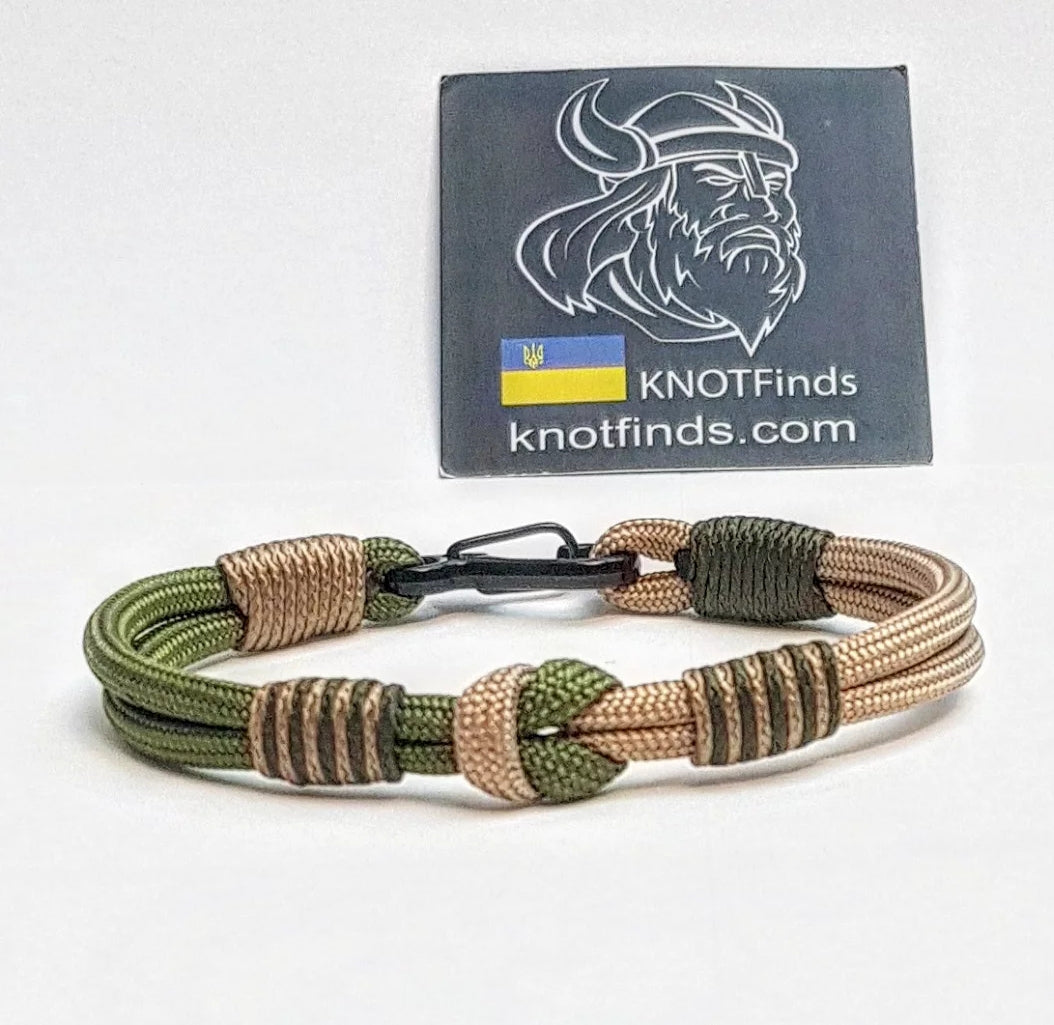 Olive Gold Paracord Bracelet – Mens 550 Cord Bracelet, Two Tone Tactical Wristband, Minimalist Military Style Bracelet, Gift for Him