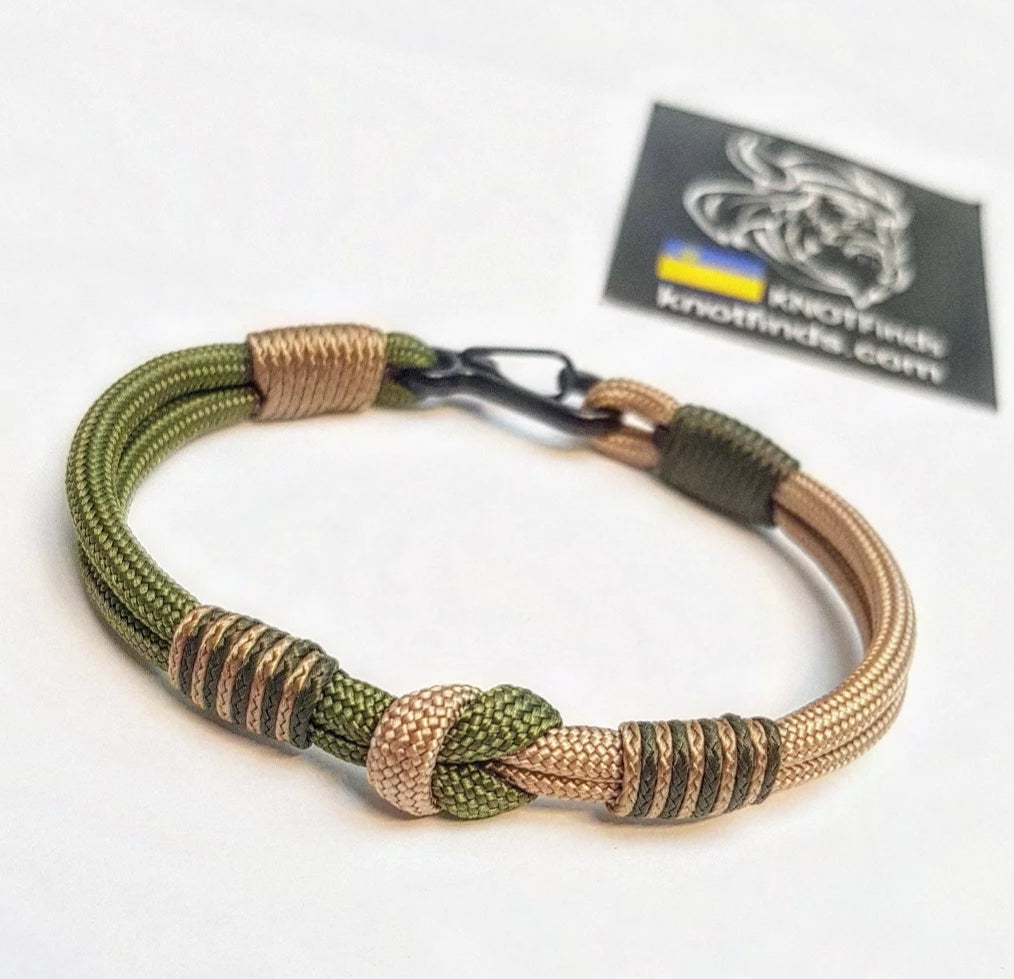 Olive Gold Paracord Bracelet – Mens 550 Cord Bracelet, Two Tone Tactical Wristband, Minimalist Military Style Bracelet, Gift for Him