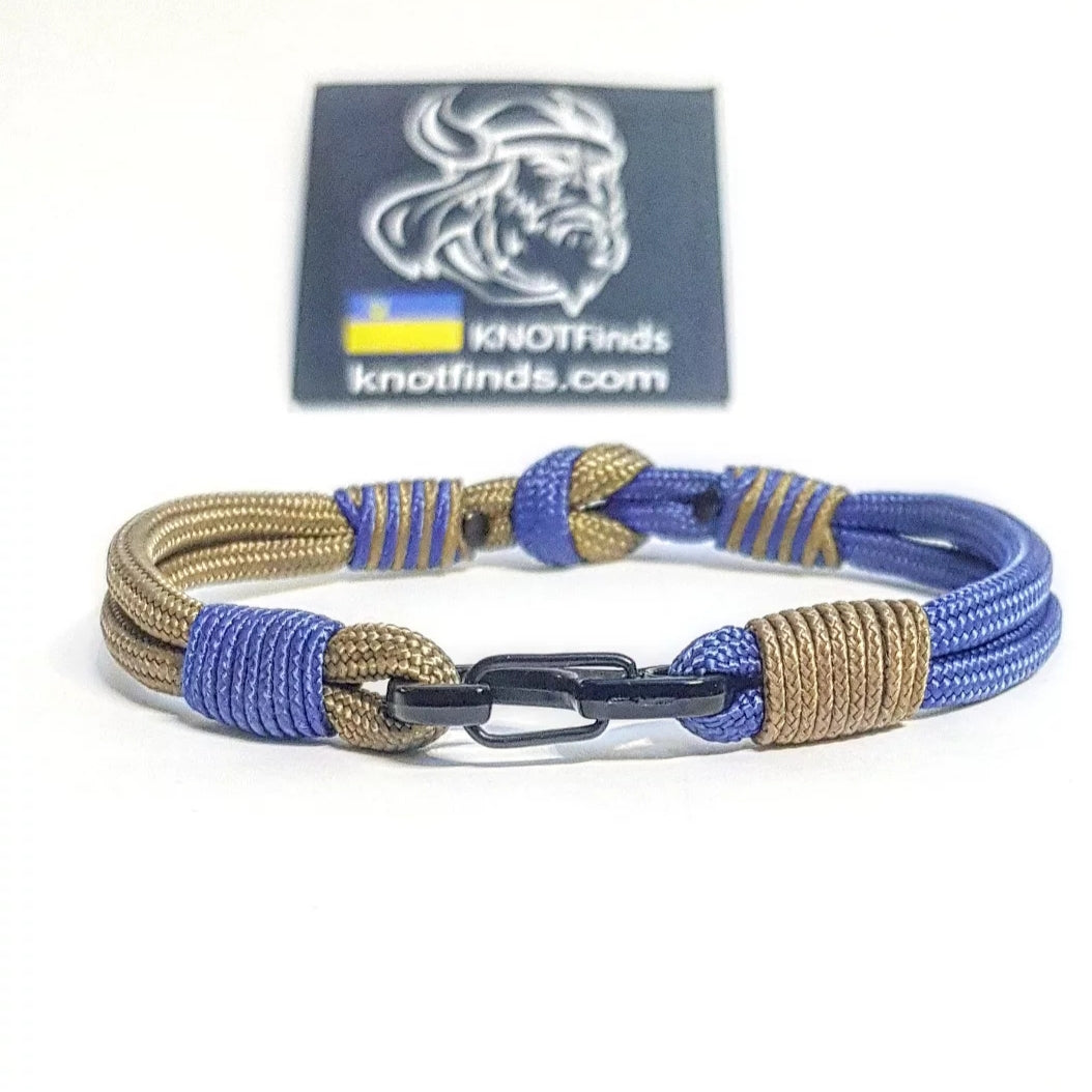 Navy Blue Gold Paracord Bracelet – Handmade 550 Cord Bracelet, Nautical Knot Wristband, Two Tone Rope Bracelet, Gift for Him