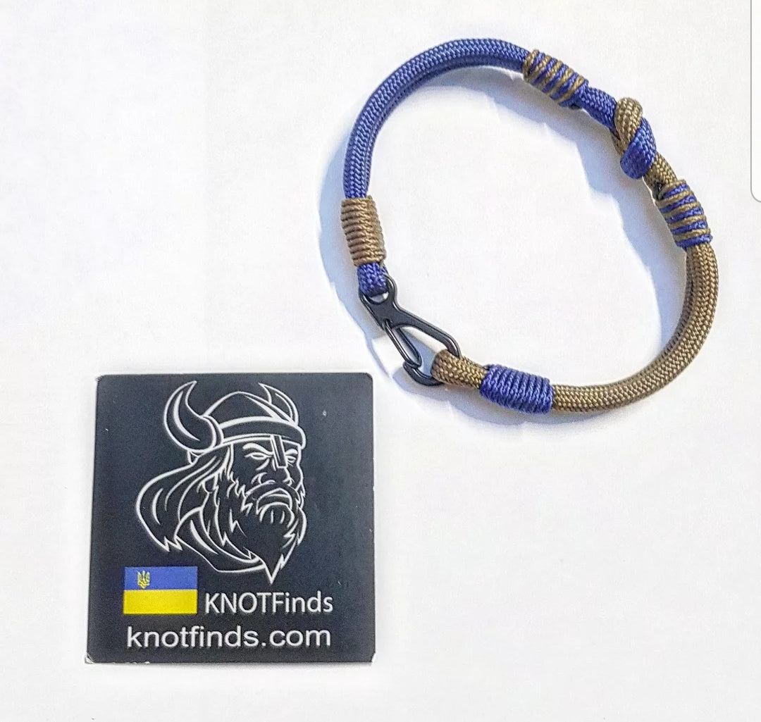 Navy Blue Gold Paracord Bracelet – Handmade 550 Cord Bracelet, Nautical Knot Wristband, Two Tone Rope Bracelet, Gift for Him