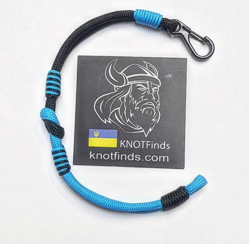 Black Aqua Paracord Bracelet – Mens 550 Cord Bracelet, Two Tone Rope Bracelet, EDC Wristband, Minimalist Knot Bracelet, Gift for Him