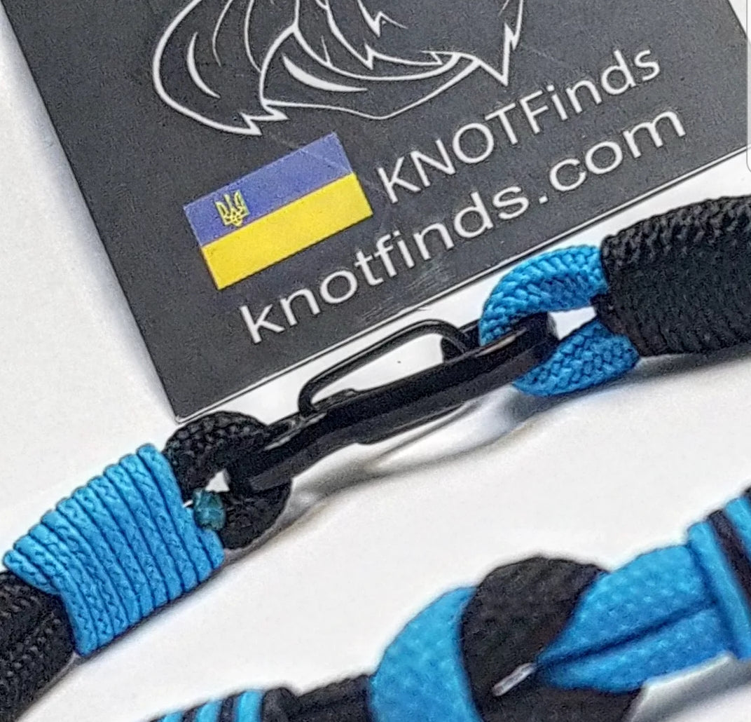 Black Aqua Paracord Bracelet – Mens 550 Cord Bracelet, Two Tone Rope Bracelet, EDC Wristband, Minimalist Knot Bracelet, Gift for Him