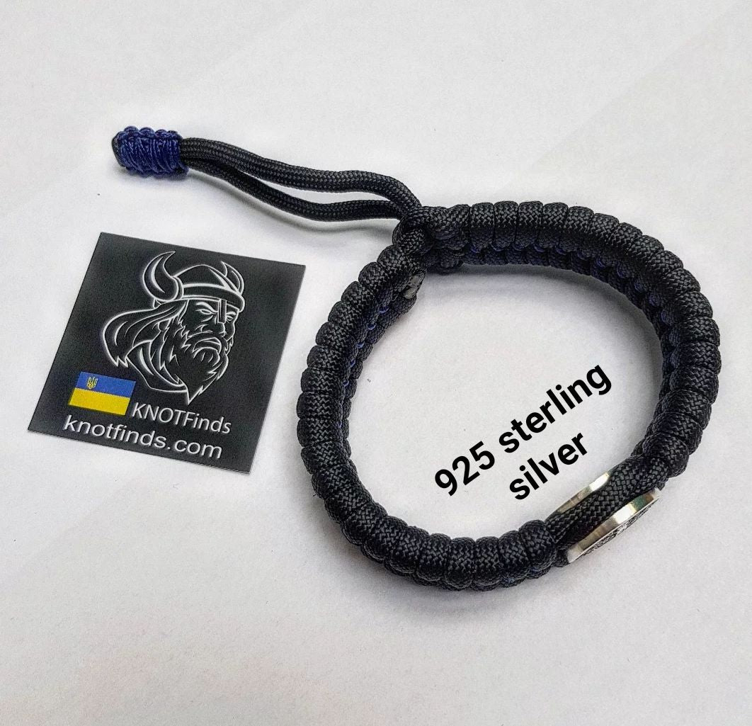 Handmade Paracord Bracelet with Saint Benedict Cross – Protective Amulet, Sterling Silver Bead, Celtic Knot Wristband