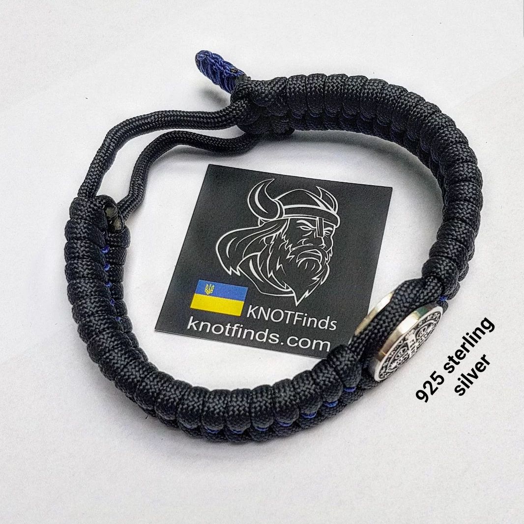 Handmade Paracord Bracelet with Saint Benedict Cross – Protective Amulet, Sterling Silver Bead, Celtic Knot Wristband