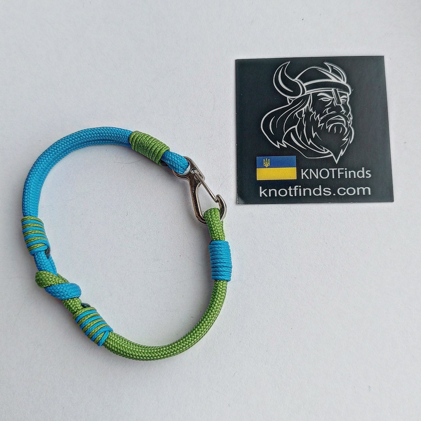 Thin green mint and sky blue paracords bracelet. Skydiving bangle. Enchanting mood. Street style. Surfer bracelet. Summer bangle. Beach accessory.