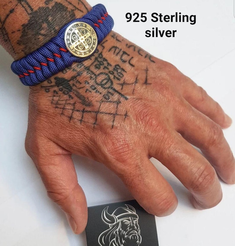 Handmade Paracord Bracelet with St. Benedict Cross | Celtic Knot Design | 925 Sterling Silver | Catholic - Inspired Jewelry for Men & Women