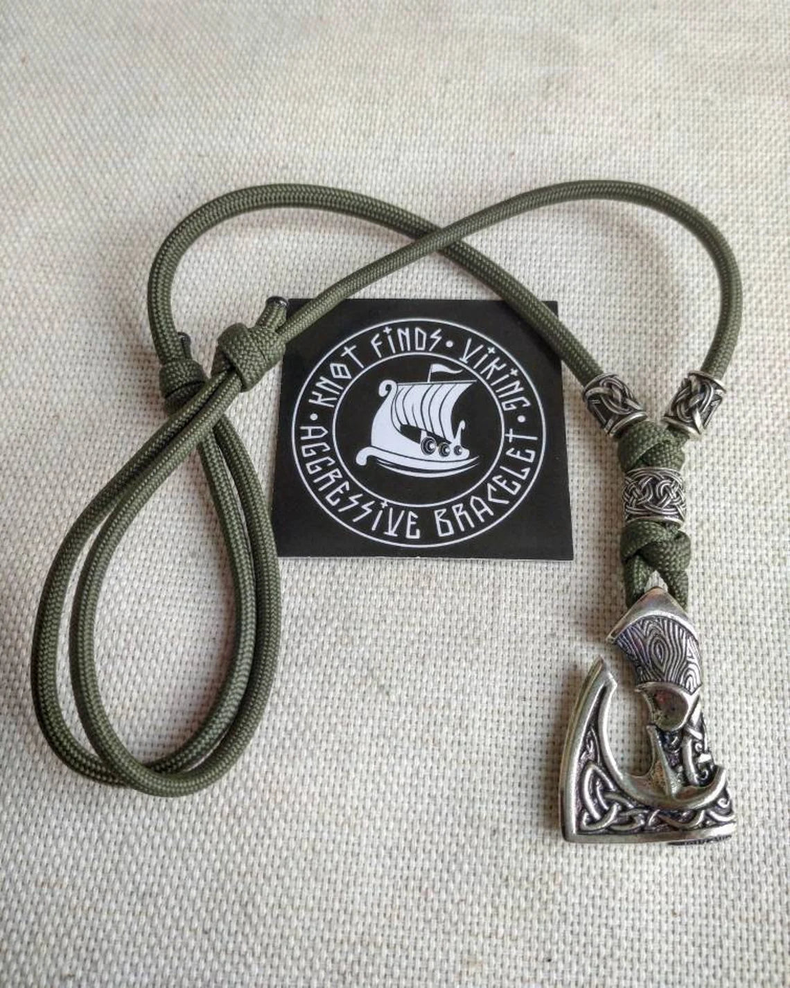 Men's necklace. Paracord necklace with pendant. Necklace Mjolnir. Celtic knot. Northern necklace.