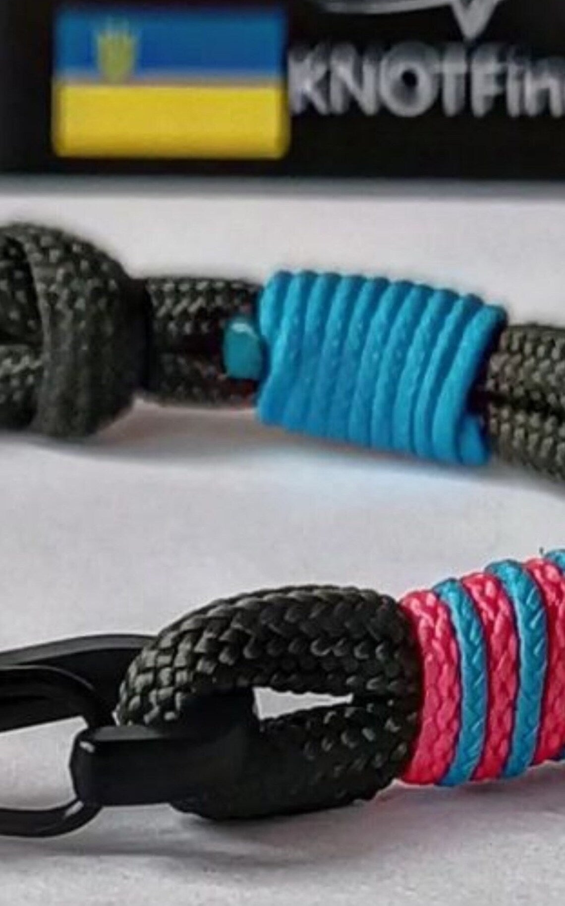 Thin paracord bracelet. Pink and sky blue colors. Skydiving bangle. Sunlight style. Surfer bracelet. Summer bangle. Beach accessory. Unusual bangle color.