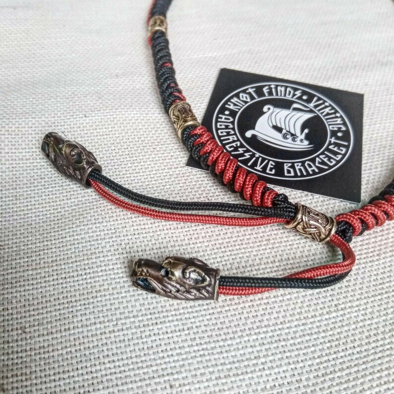 Mens necklace. Paracord necklace with beads. Mjolnir necklace. Celtic knot.