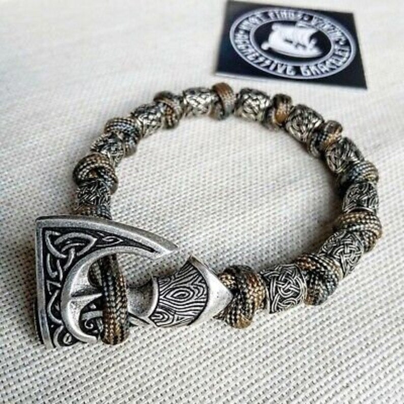 Mens bracelet. Camouflage nordic bangle. Mens accessory. Viking jewelry. Paracord bracelet.