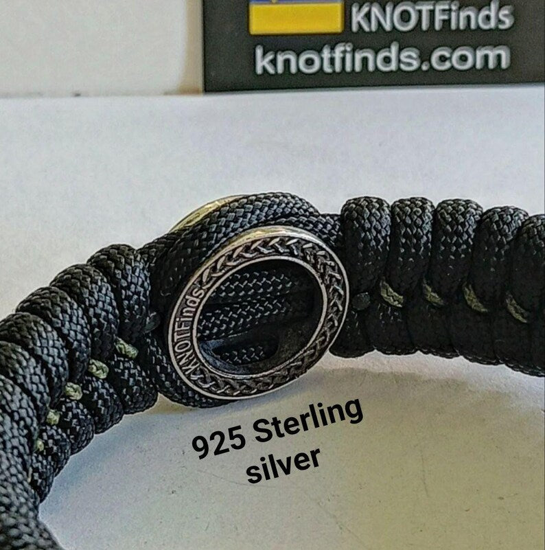 Handmade Paracord Bracelet "Templar Cross" – Celtic Knot Design, 925 Sterling Silver
