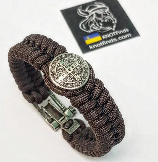 Saint Benedict Cross bracelet. Exorcist bracelet. Paracord jewelry. Religious symbols. Christian protective amulet.