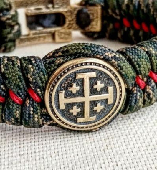 Brass Jerusalem Cross Bead | Paracord Bracelet Bead | Christian Faith Symbol | Protection Talisman | Ships from USA | Fast Delivery