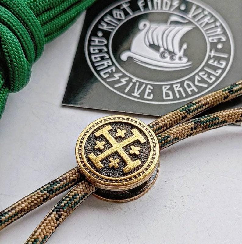 Brass Jerusalem Cross Bead | Paracord Bracelet Bead | Christian Faith Symbol | Protection Talisman | Ships from USA | Fast Delivery