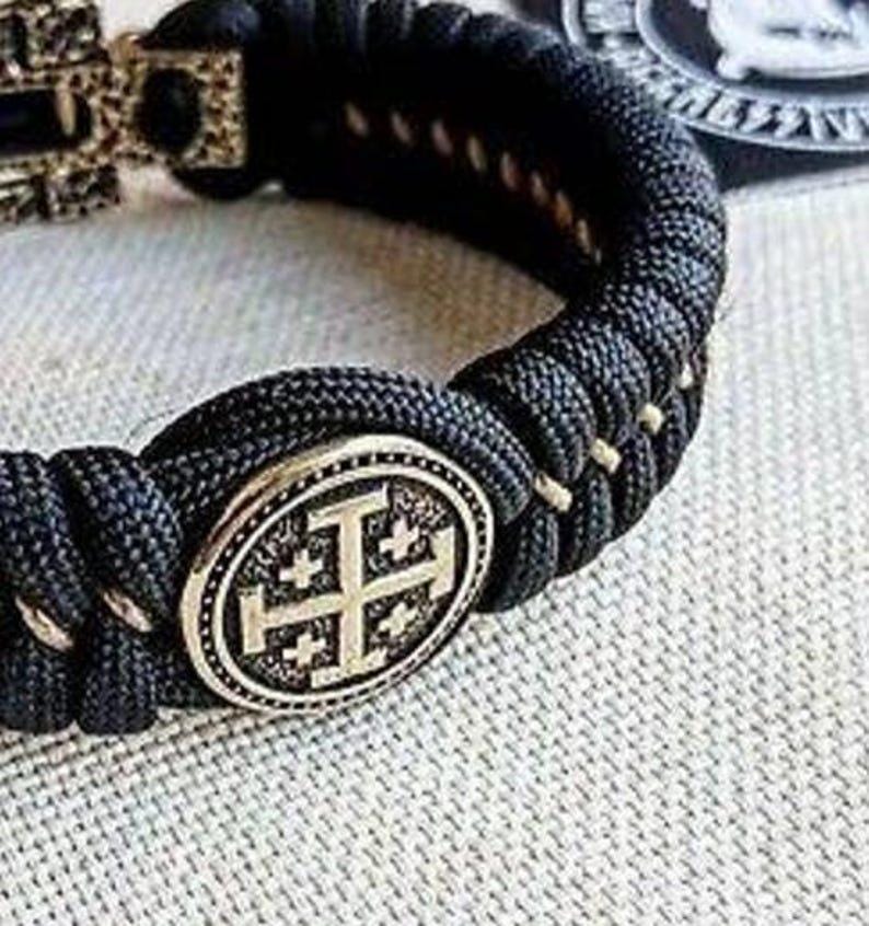 Brass Jerusalem Cross Bead | Paracord Bracelet Bead | Christian Faith Symbol | Protection Talisman | Ships from USA | Fast Delivery