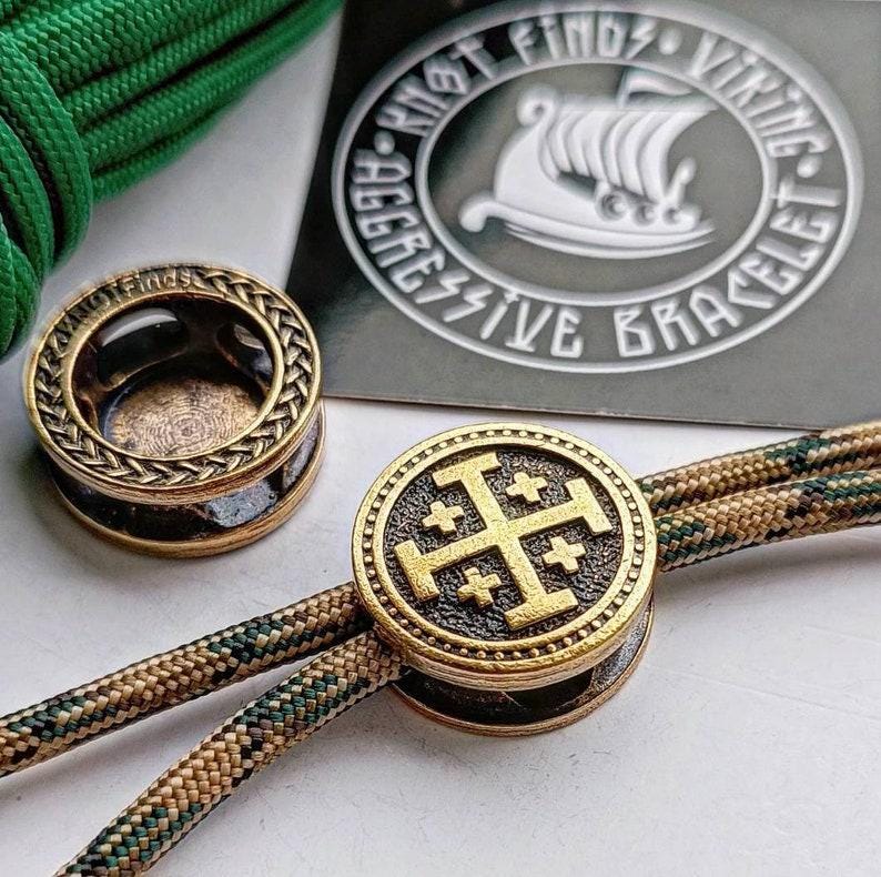 Brass Jerusalem Cross Bead | Paracord Bracelet Bead | Christian Faith Symbol | Protection Talisman | Ships from USA | Fast Delivery