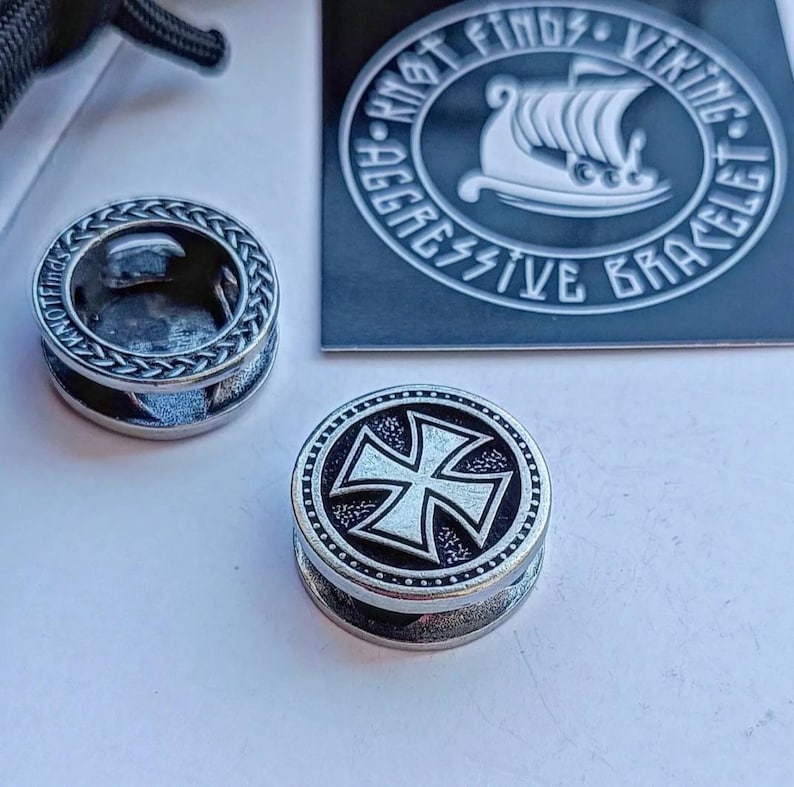 Templar Cross Bead, Stainless Steel Cross Charm, Viking Jewelry Component, DIY Craft Supply, Ships from USA