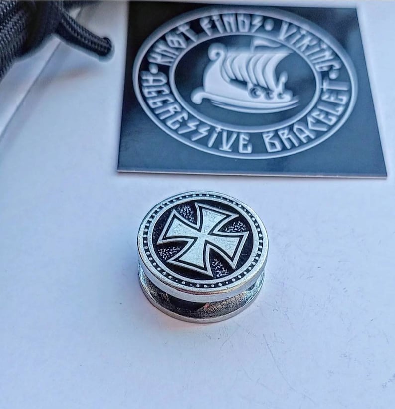 Templar Cross Bead, Stainless Steel Cross Charm, Viking Jewelry Component, DIY Craft Supply, Ships from USA