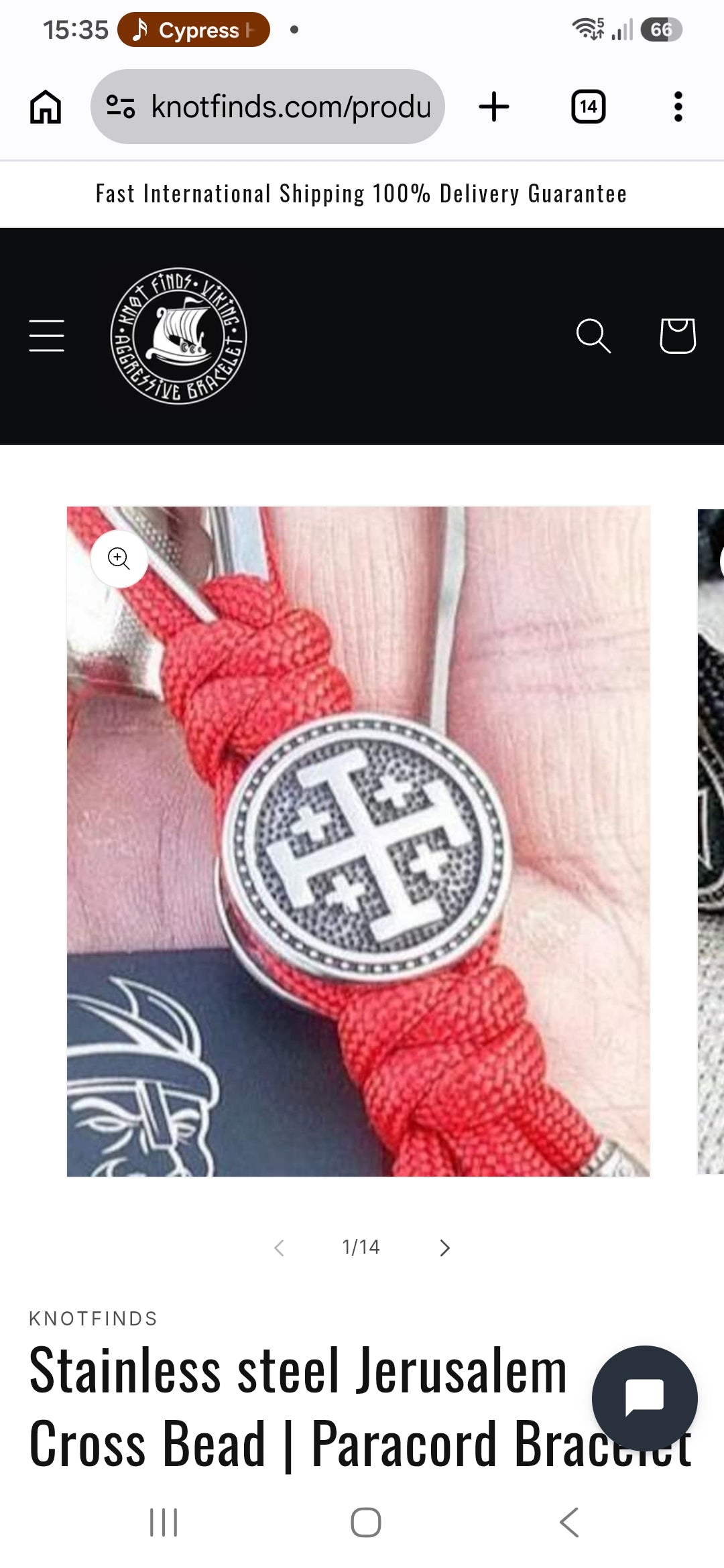 Templar Cross Bead, Stainless Steel Cross Charm, Viking Jewelry Component, DIY Craft Supply, Ships from USA