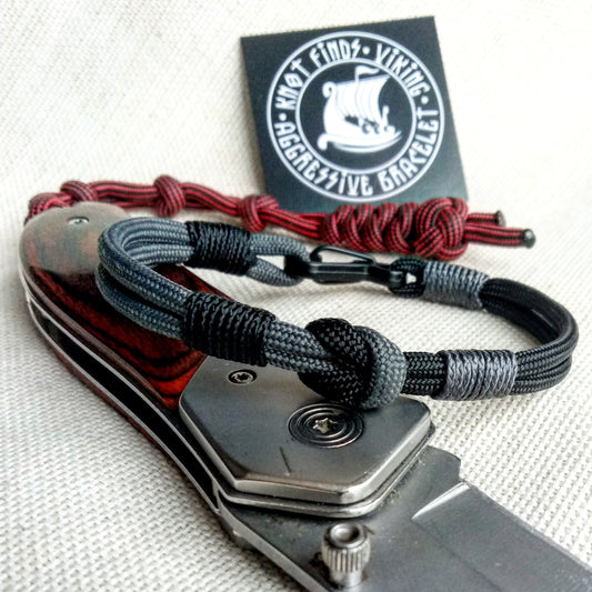 Unique thin paracord bracelet "RAVEN" with carabiner.  A great gift for a friend, girlfriend, for a biker.  Viking style.