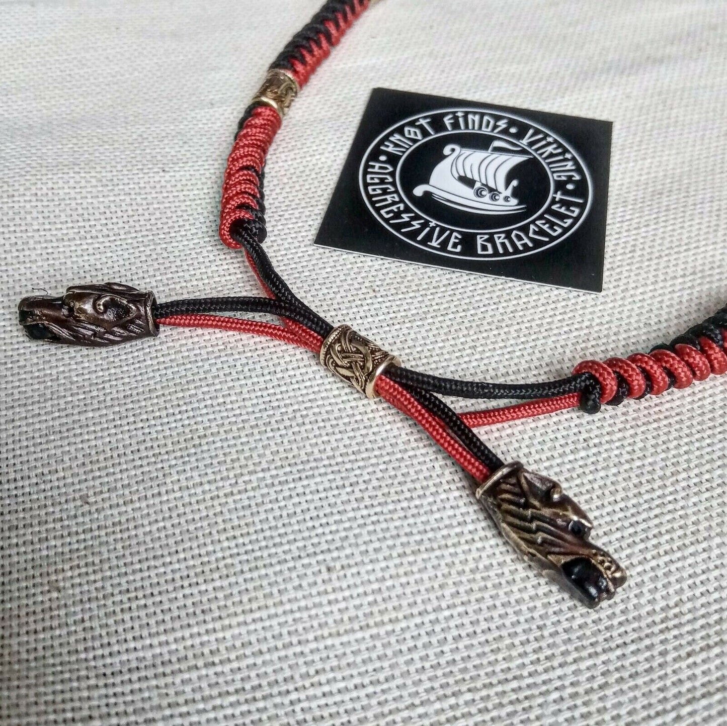 Mens necklace. Paracord necklace with beads. Mjolnir necklace. Celtic knot.