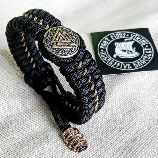 Paracord bracelet with braas bead VALKNUT. Mad Max style.