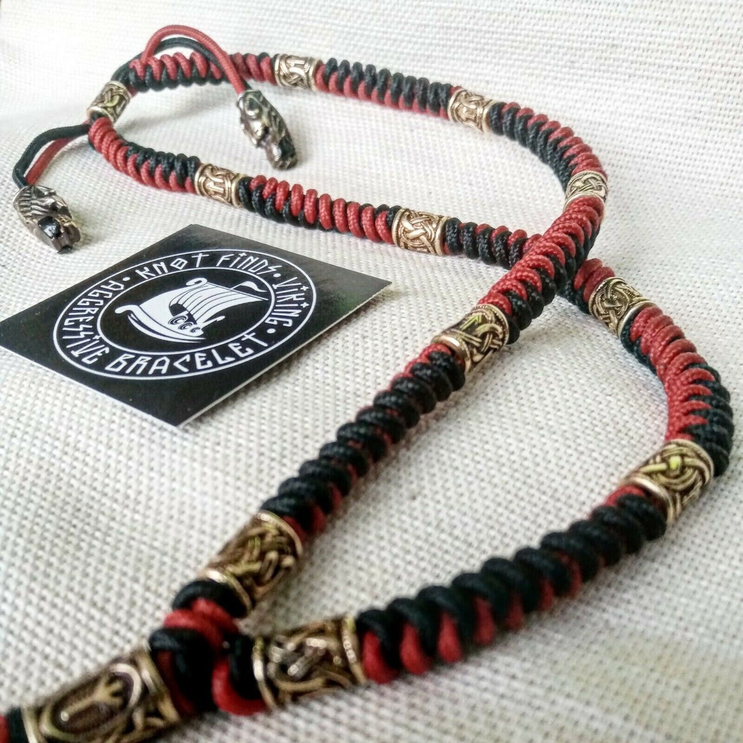 Mens necklace. Paracord necklace with beads. Mjolnir necklace. Celtic knot.