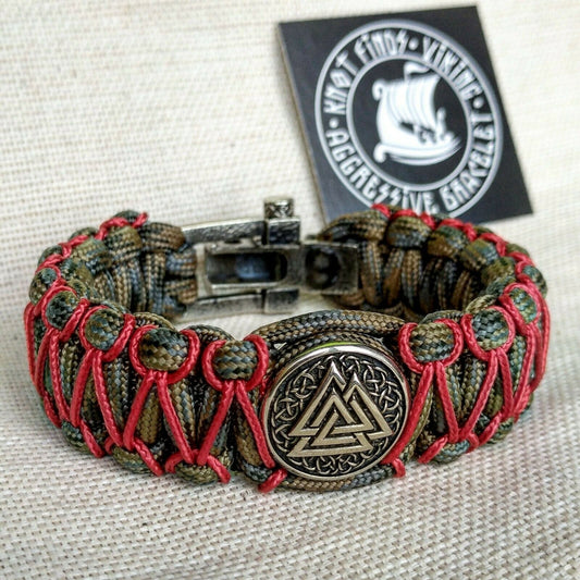 Paracord bracelet with steel beads VALKNUT. Vikings bangle.