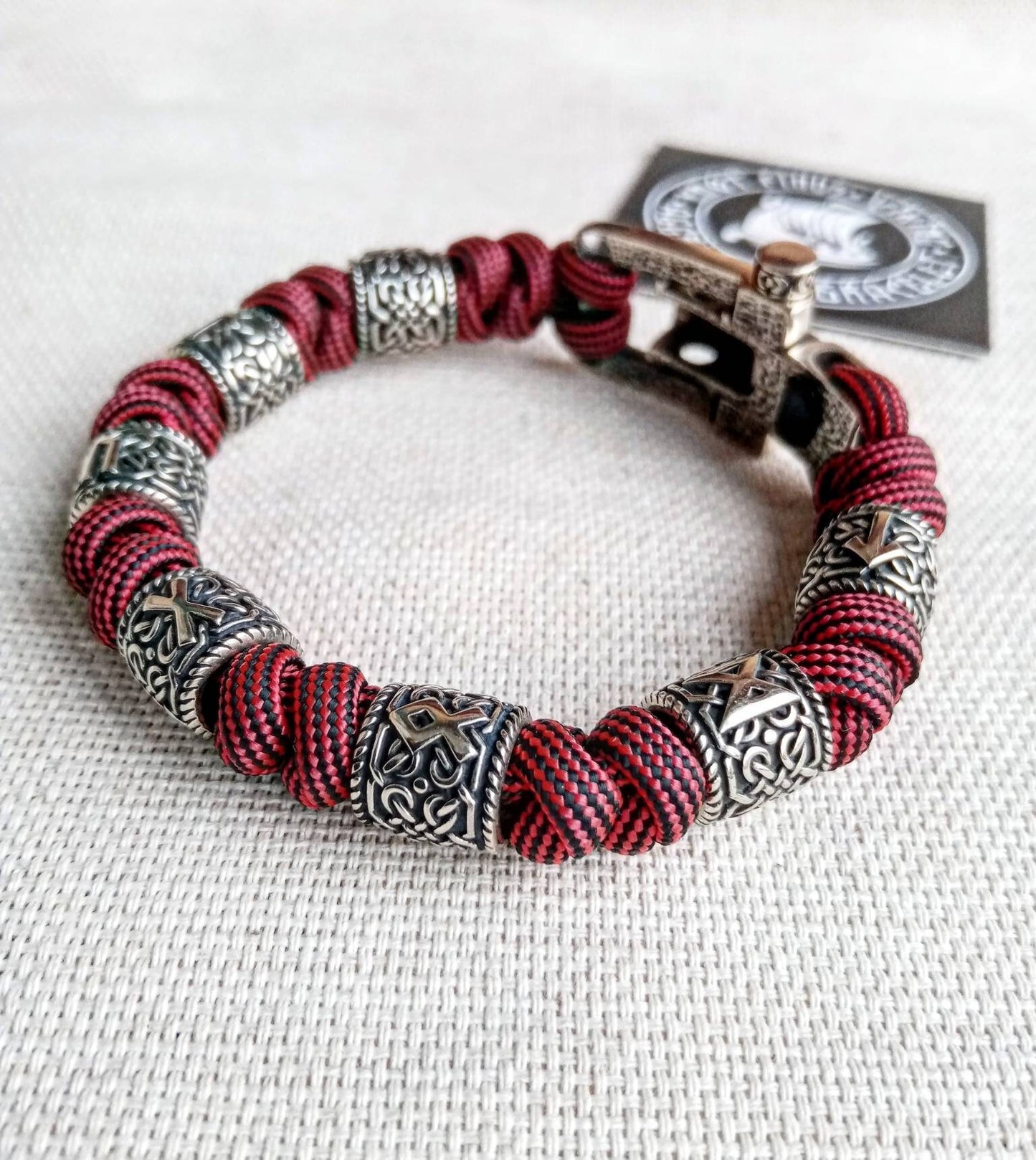 Runic Paracord bangle. Mens bracelet. Viking jewelry. Nordic style.