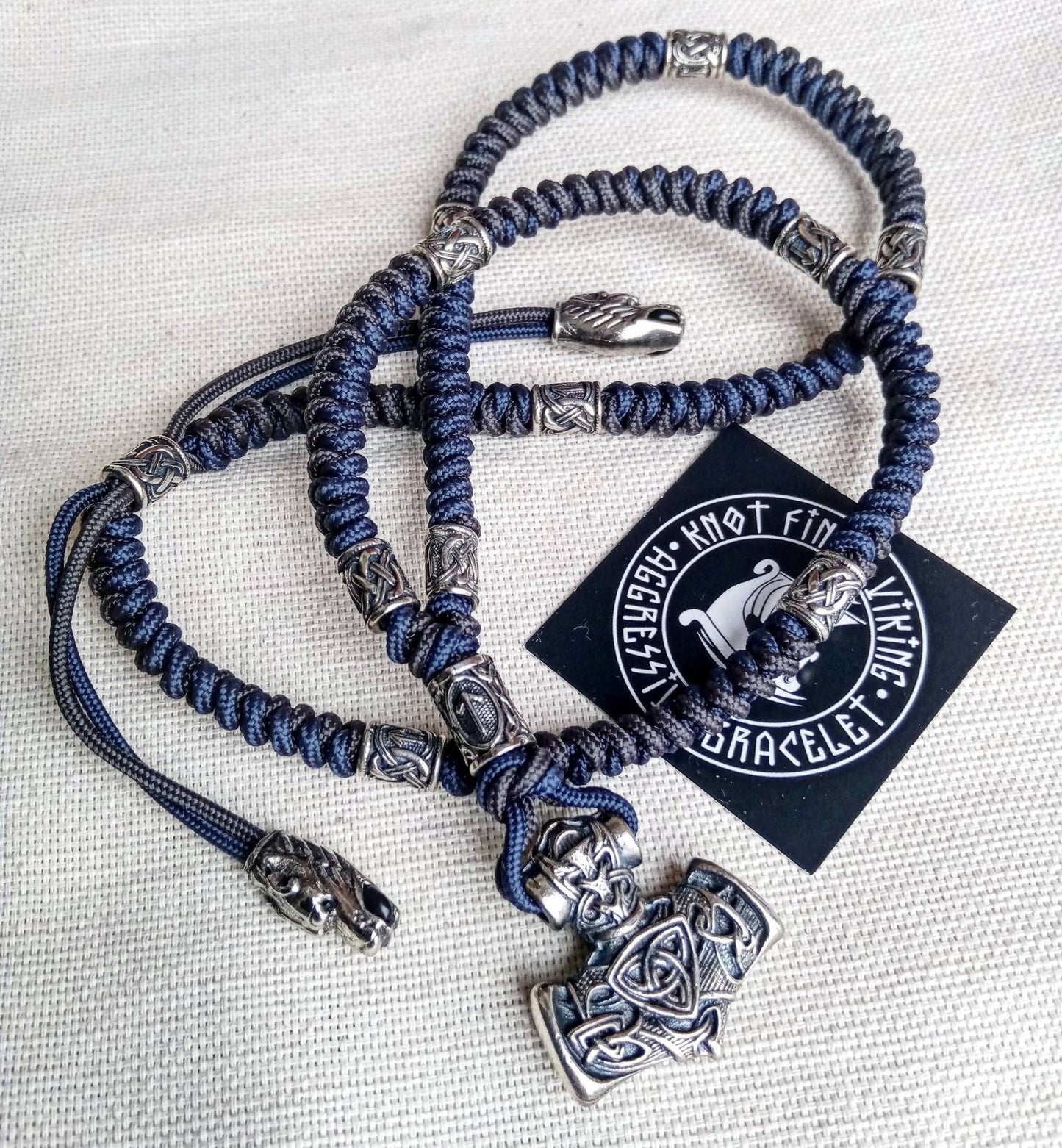 Runic necklace. Paracord jewelry. Mjöllnir. Viking style. Mens accessories. Thor's Hammer pendant.