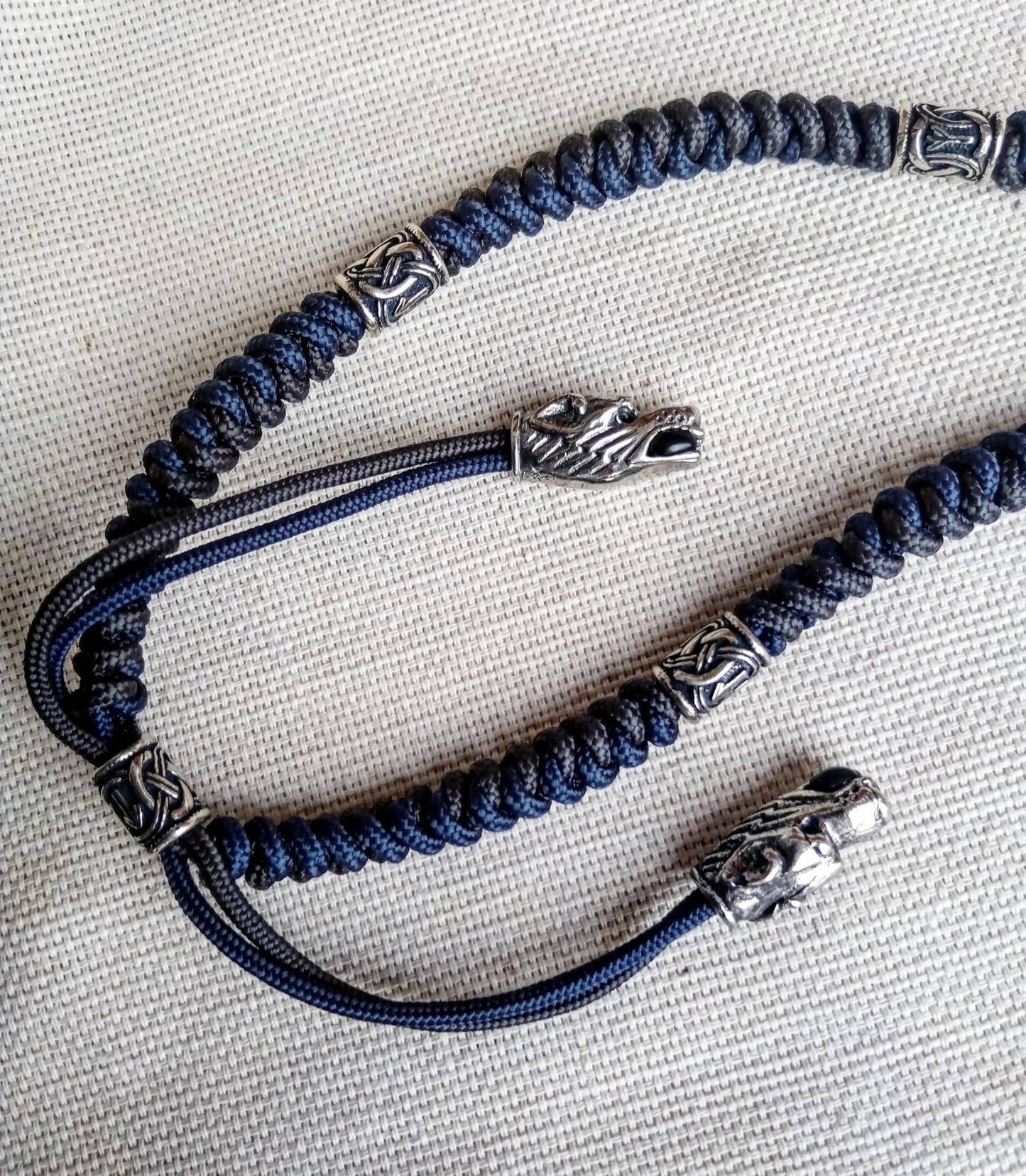 Runic necklace. Paracord jewelry. Mjöllnir. Viking style. Mens accessories. Thor's Hammer pendant.