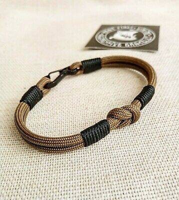 Thin military bracelet "EARTH" made of paracord and carbine for men. Army style.