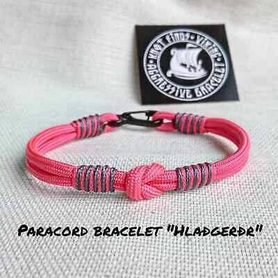 Lady viking. Scandinavian jewelry. Paracord bracelet. Gift for girls. Pink  bangle.