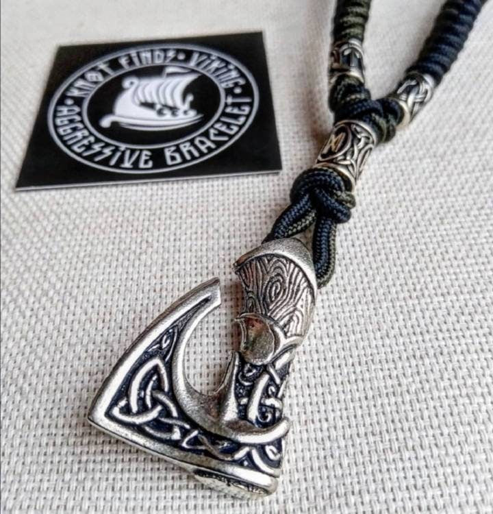 Scandinavian necklace. Ax viking pendant . Mjolnir necklace. Celtic knot.