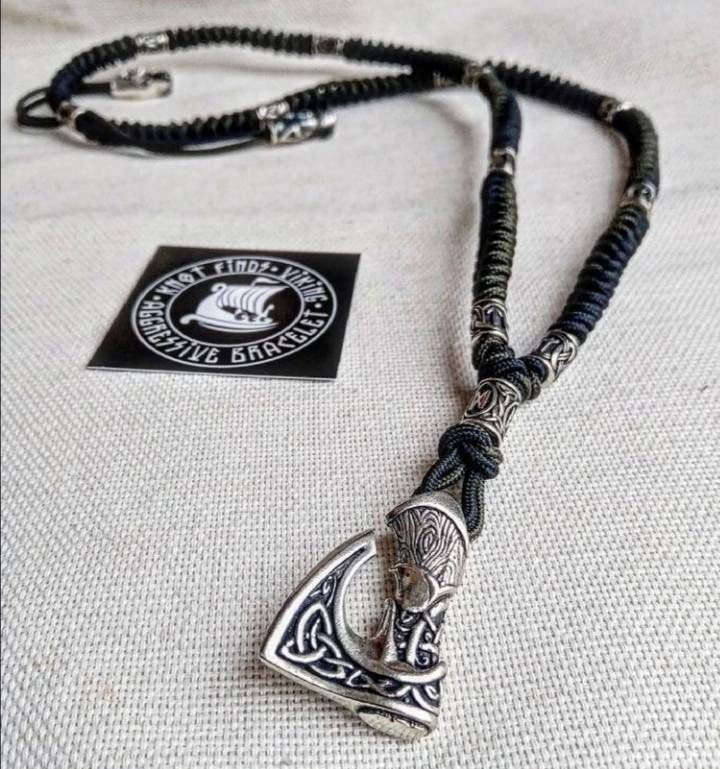 Scandinavian necklace. Ax viking pendant . Mjolnir necklace. Celtic knot.